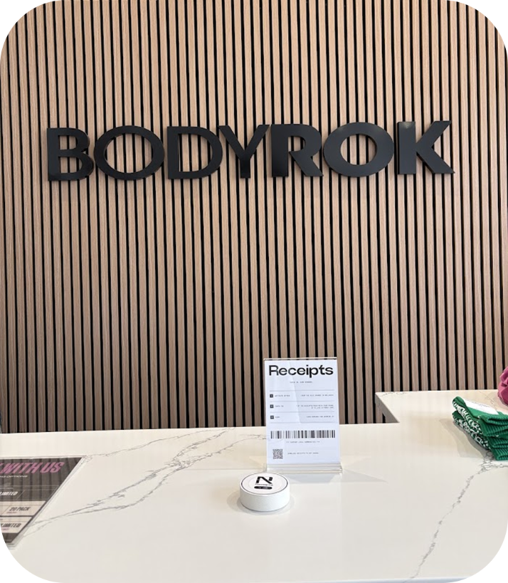 A Receipts puck at BODYROK